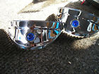 767854 Headlight Visors New Pair Of Vintage Style Chrome Blue Dot