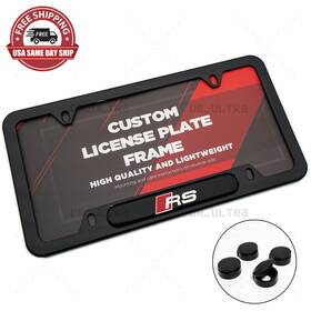 31386485-2 Autotattoo Gloss Black Front Or Rear Rs Sport Logo Emblem License Plate Frame Cover Gift