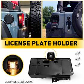 Pzj-jk-07-17 Auxito Fit For Jeep Wrangler Jk Jku Rear License Plate Holder With Light Tag Bracket