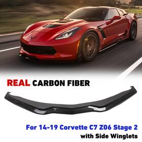 Bec1223 Besteryus Real Carbon Fiber Front Bumper Lip Splitter With Winglets For 14-19 Corvette C7 Z06
