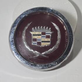 E810709 Cadillac 4.5 Inch Emblem Vintage Red Glass And Chrome Round