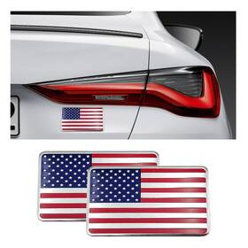 Dickno-932md Dickno 2pcs American Flag 3d Metal Decal Aluminum Alloy Car Emblem Red