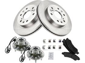 64pyxt Diy Solutions Semi-metallic 5 Piece Brake Pad Rotor Kit Front And Wheel Hub Fits Suburban 1500 2008-2014