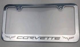 3-lf1-30786-ch-corvette-c6 Elite Chevy Corvette C6 Chrome Plate Brass License Frame Gm Officially Licensed