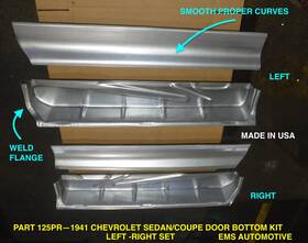 125pr Ems Automotive 1941 Chevrolet Sedan/coupe Door Bottom Repair Kit #125pr. Left/right Set