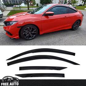 Wd-hc162mu4p Free-auto802 Window Visors Fits 16-20 Honda Civic Coupe Mugen Style Rain Deflectors Tape-on