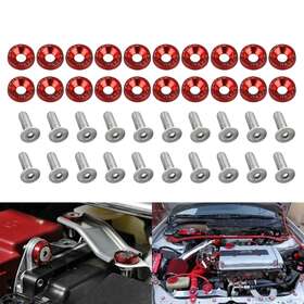 Th138r Geartronics 20pcs Red Jdm Billet Aluminum Fender/bumper Washer/bolt Engine Bay Dress Up Kit