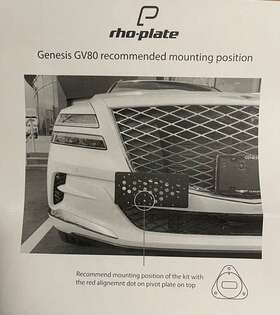 12hy-10 Genesis Tow Hook License Plate Mount For Gv80 2021-2023 - Rho-plate V2