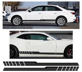 St-997 Hell Graphics 2x Racing Plaid Side Door Fender Skirt Stripes Decal Sticker Sport Race Car Blk