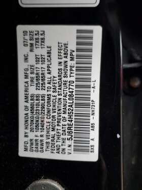 627-50383 Honda Wash Reservoir North America Built Fits 07-11 Cr-v