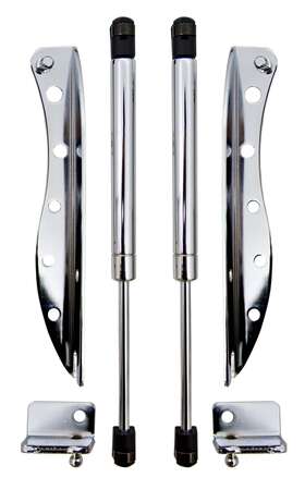 Hz-4000 Hotrodguy Hz-4000- 2005-14 Ford Mustang Bolt-in Hood Quick Lift Plus System Strut Shocks - Chome