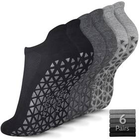 Hr-l2-01-05 Hromec Non Slip Yoga Socks With Grips Medium 6 Pairs-2 Black/2 Dark Gray /2