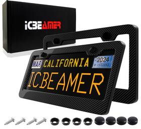 Lic-cb-nxen-l1p01-a Icbeamer 2 Jdm Pc Black Carbon Fiber License Plate Frame Holder Cover Front/rear P148