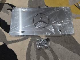 Kell-fp-mblog-0011 Kell012shop 1pc 3d Mercedesstar Logo Aluminum Mirrored Chrome Front License Plate Screwcaps