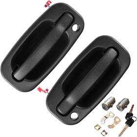 Bundle-77261-mpn Lcyolada Front Exterior Door Handle With Locks For 1999-2006 Chevy Silverado Black