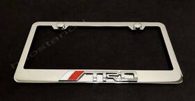 3dss-trd-001 License Plate Frame Shop Wr 1x //trd3d Emblem Stainless Steel Rust Free Screw Cap