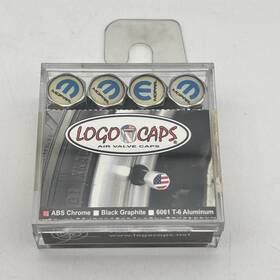 5030581 Logocaps Mopar Logo Tire Valve Caps Set Blue On Chrome New Open Box