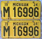 16996 M State Of Michigan Pair License Plate Original Paint