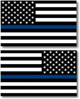35f-14 Magnet Me Up Thin Blue Line American And Reversed Flag 3x5 Opposing