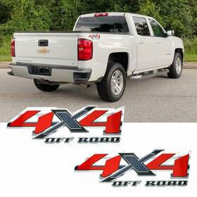 St92r Meetingshop 2x Chrome Red 4x4 Off Road Trunk Bed Side Decal Sticker For Chevy Silverado 1500