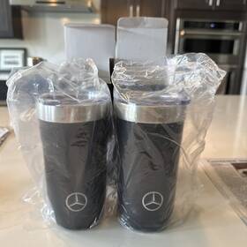 1544918-00 Mercedes-benz Genuine Pair Of Tumbler Cups Stainless Steel Matte Black 17oz
