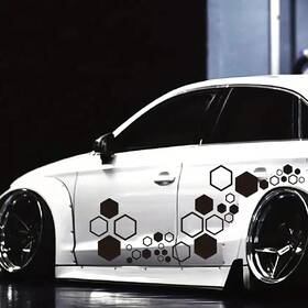 Qp-26254 Mioloe 52 Pcs Honeycomb Decals Vinyl Hexagonal Graphics Sticker Car Body Side Black