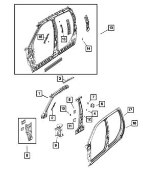 55372595aa Mopar Genuine B-pillar Reinforcement Left