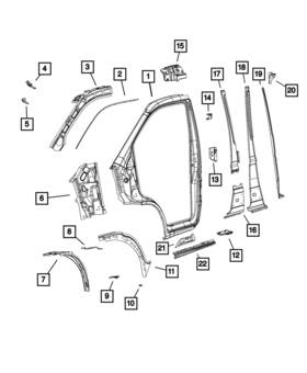 68134171ac Mopar Genuine A-pillar Reinforcement Left