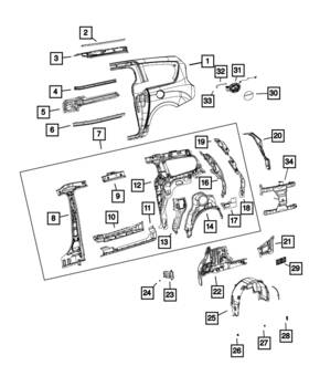 68186473ab Mopar Genuine C Pillar Lower Reinforcement Left