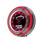 Nba1400-mh Trademark Miami Heat Nba Chrome Double Ring Neon Clock