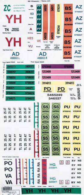 Oer 153008 1969 Firebird Trans Am Assembly Line Factory Decal Set