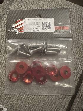 Pwefw-620 Password Jdm Red Fender Washers 10 Pc Bumper Bolt Engine Dress Up Kit