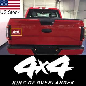7241w Ry Auto 1pc White 4x4 King Of Overlander Rear Trunk Fender Side Decal Sticker Decor