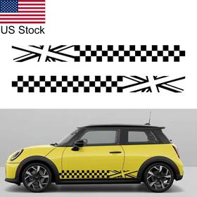 St146 Ry Auto 2pcs 70.5ftft Black Lattice Graphic Body Side Sticker Decals For Mini Cooper Etc