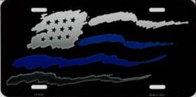 Lp-8532 Smart Blonde American Flag Blue Stripe Metal License Plate