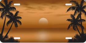 Smokey Mountain 783935033519 Palm Trees With Sun On Mocha License Plate Free Names This