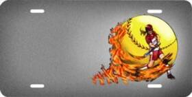 Smokey Mountain 783935035216 Softball Girl With Flames Airbrush License Plate Free Names On This Air Brush