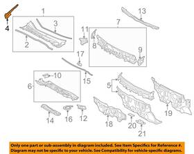 5386608020 Toyota Oem New 100% 11-20 Sienna Cowl Cowl-seal To Hood Side Seal