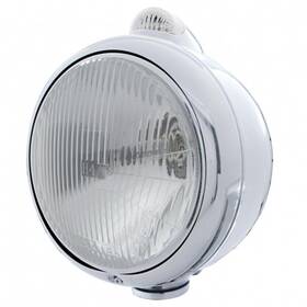 682-c United Pacific 31544 Chrome Guide Style Headlight H4 And Led Turn Signal - Clear Lens