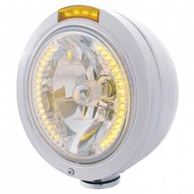 32462 United Pacific Stainless Steel Bullet Classic Headlight H4 With Amber Led And Dual Mode