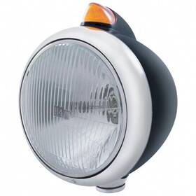 682-c United Pacific 32638 Black Guide Headlight H4 And Original Style Led Signal - Amber Lens