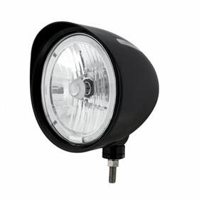 32683 United Pacific Black Inch Billet Style Groove Headlight With Visor 9007 Bulb Amber Led Halo