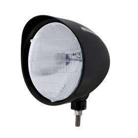 H6014 United Pacific 32685 Black Inch Billet Style Groove Headlight With Visor Bulb