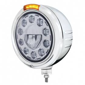 32732 United Pacific Stainless Steel Classic Embossed Stripe Headlight 11 Led Bulb And Dual Mode