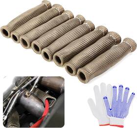 Dsp2434-titg-urus Urmecch 8pcs Titanium Spark Plug Wire Boots Heat Shield Protector Sleeve