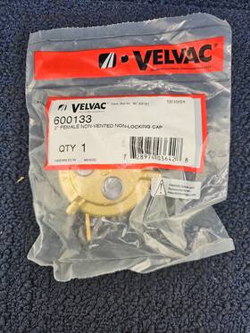 600133 Velvac Fuel Tank Cap Female Non Vented 2 Inch Nominal Size 11 1/2 Gold