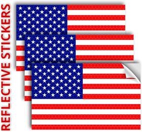 48719475001023167 Venicor 3pc Reflective American Flag Sticker - 5x3 Inches Multicolor