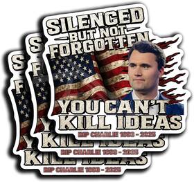 Sbk-1293 Vynl X Charlie Kirk Sticker Silenced But Not Forgotten Tribute Decal -3 Multicolor