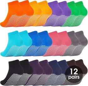 Wanzhihui 761567993609 Grip Socks For Women Pilates Yoga 5.5-9 Dot Pattern/multicolor 12 Pairs