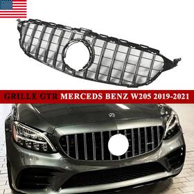 W205 Wpkmotors 749874621491 Sliver Front Bumper Grille Grill For Mercedes Benz 2019 2020 2021 C200 C300